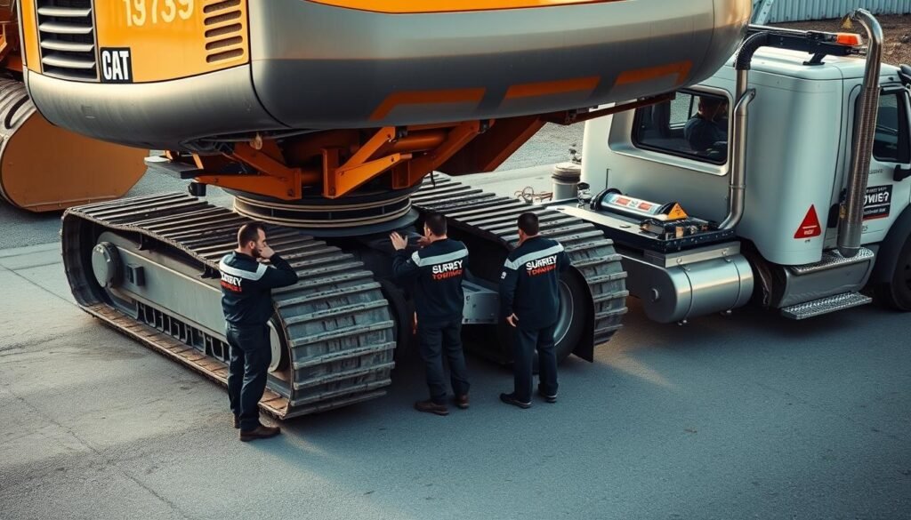 Surrey towing service performing pre-tow inspection