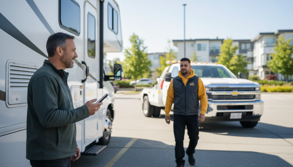 Towstar Towing RV Tow Truck Near Metrotown Live ETA Text Updates